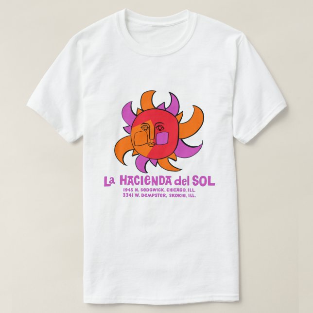 T-shirt Restaurant mexicain La Hacienda del Sol, Chicago e (Design devant)
