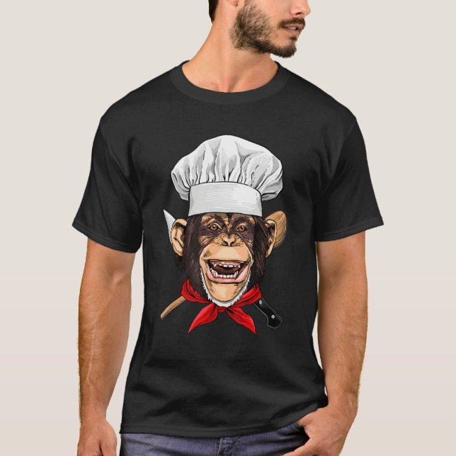 T-shirt Restaurant Monkey Chef Cook Culinary Kitchen Cooki (Devant)