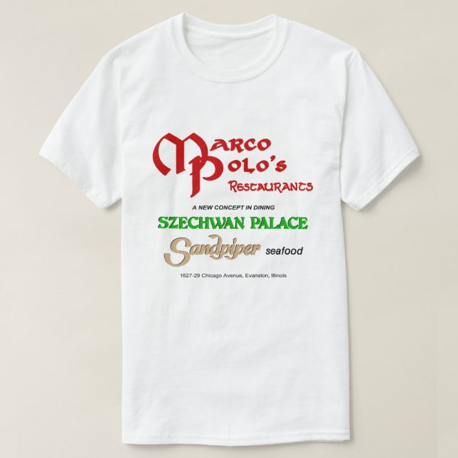 T-shirt Restaurants Marco Polo, Evanston, IL (Design devant)