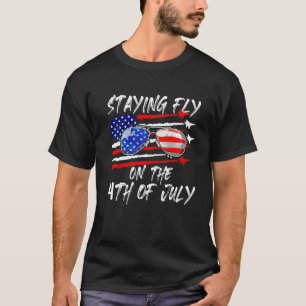 T-shirt Rester En Avion Sur Le Drapeau Américain 4 juillet