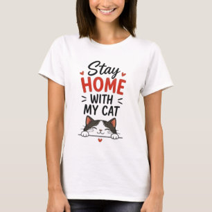 T-shirt Restez à la maison avec mon chat Introverti cosy A