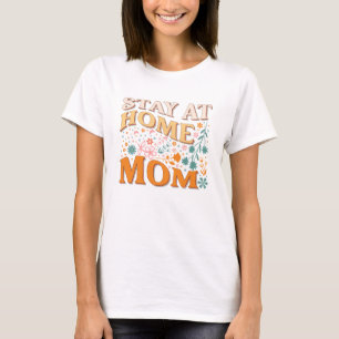 T-shirt Restez à la maison maman Super rétro fleurs pastel