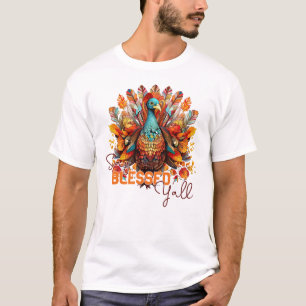 T-shirt Restez béni Y'all avec une Turquie colorée