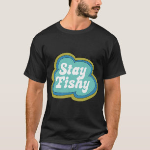 T-shirt Restez Branchés sur les Poissons (Aqua sur Vert)
