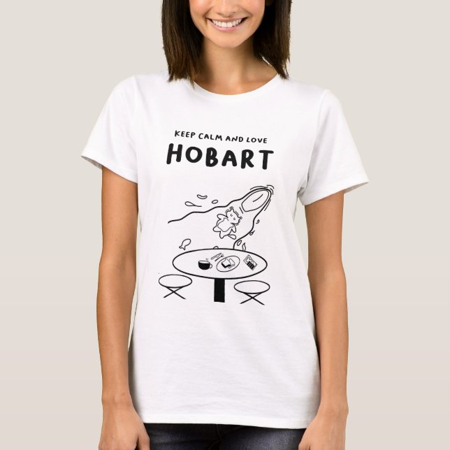 T-shirt Restez calme et amoureux Hobart | Table Cat and Ca (Devant)