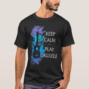 T-shirt Restez Calme Et Jouez À Ukulele Tribal Coloré