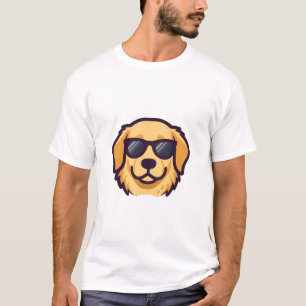 T-shirt Restez Cool Mascotte Golden Retriever - Minimalism