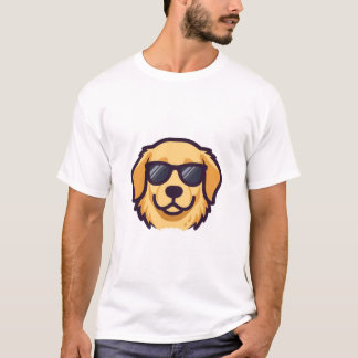 T-shirt Restez Cool Mascotte Golden Retriever - Minimalism