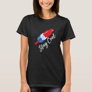 T-shirt Restez Cool Rocket Pop Rouge Blanc & Bleu Popsicle