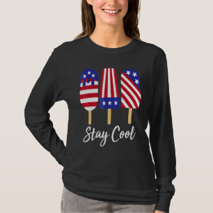 T-shirt Restez Cool Rocket Pop Rouge Blanc & Bleu Popsicle