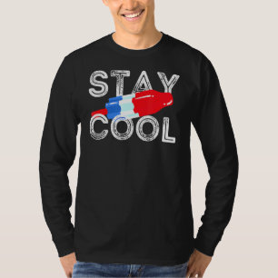 T-shirt Restez Cool Rocket Pop Rouge Blanc & Bleu Popsicle