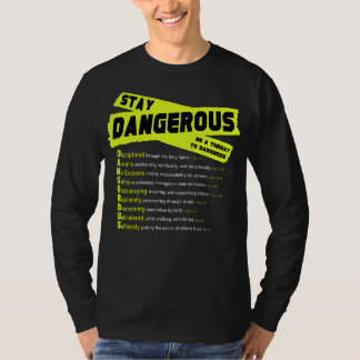 T-shirt Restez dangereux - Manches longues - Avant et arri