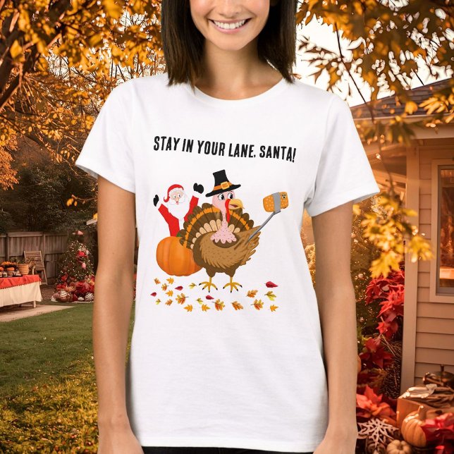 T-shirt Restez dans votre voie, Père Noël Photobombing Tur (Créateur téléchargé)