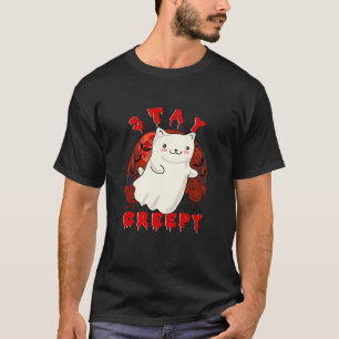 T-shirt Restez Déplaisant Cute Kitty Chat Fantôme Hallowee