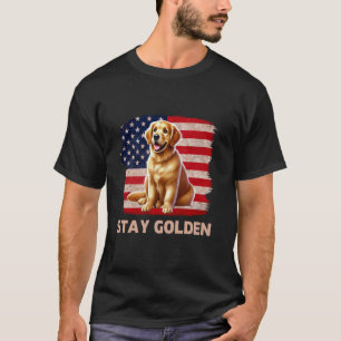 T-shirt Restez Doré Patriotique Golden Retriever Art Doré 