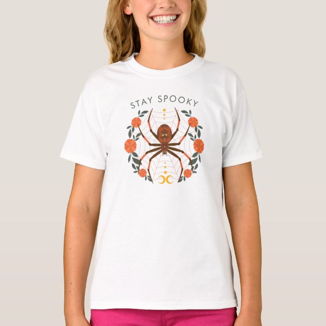 T-shirt Restez Éffrayant Halloween Spider (Devant)