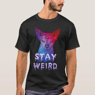 T-shirt Restez Étrange Chat Sphynx Trois Yeux Chat