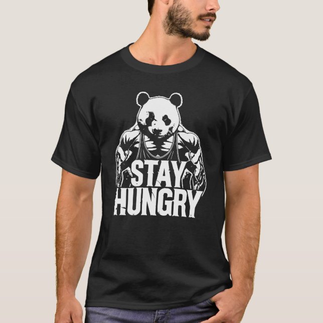 T-shirt Restez Faim, Gym Panda, Bodybuilding Motivation (Devant)
