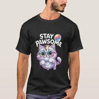 T-shirt Restez Génial Lunettes de Chat Mignon Design de Ch