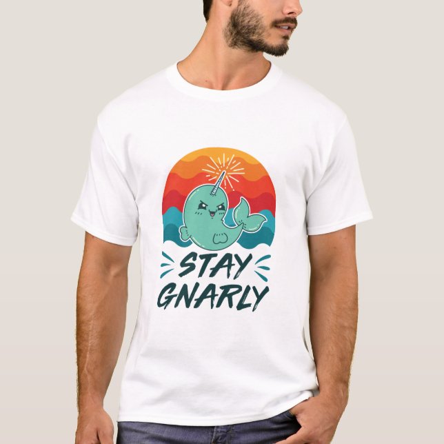 T-shirt Restez Gnarly mignon Narwhal Narwhal Amover (Devant)