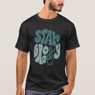 T-shirt Restez Groovy Signe De Paix Amour Rétro 60S 70S 80