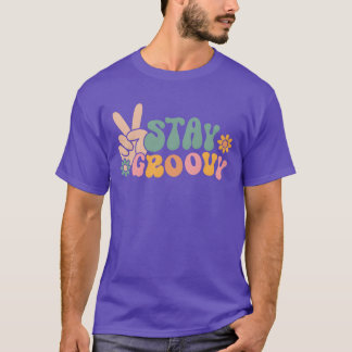 T-shirt Restez Groovy Vintage 70s Vibes Paix ami Hippie