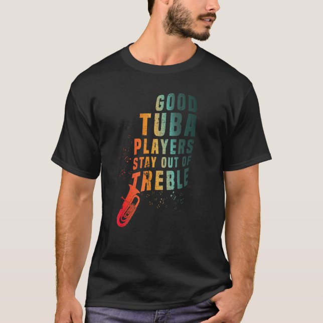 T-shirt Restez Hors De Treble Tuba Instrument Lecteur En L (Devant)