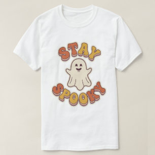 T-shirt Restez Mignon Fantôme Rétro Design Halloween