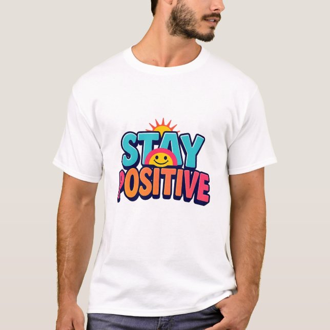 T-shirt Restez positif Arc-en-ciel Smiley Face Tee (Devant)