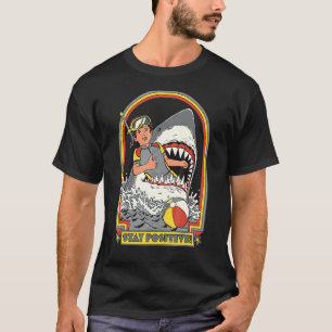 T-shirt Restez positif Attaque de requin Vintage Retro Com