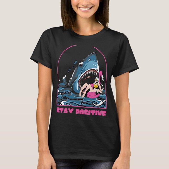T-shirt Restez Positive Shark Beach (Devant)