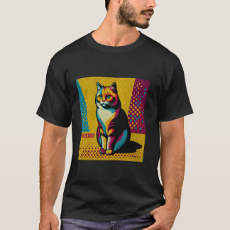 T-shirt Restez Rétro en Détresse Art de Chat Pop 80s Vinta
