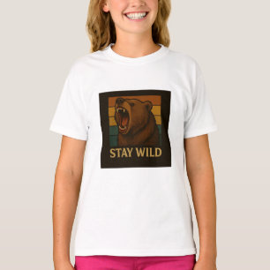 T-shirt Restez sauvage Graphique animal Vintage pour l'amo