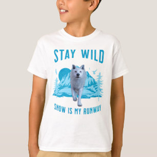 T-shirt Restez Sauvage Loup Arctique
