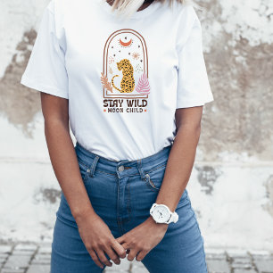 T-shirt Restez sauvage Lune Enfant Boho Leopard
