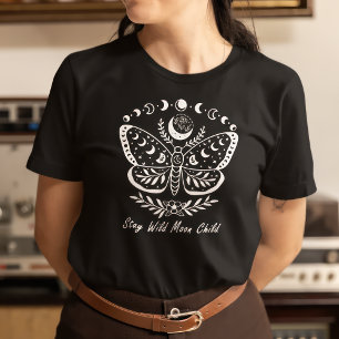 T-shirt Restez sauvage Lune Enfant Papillon Mystique