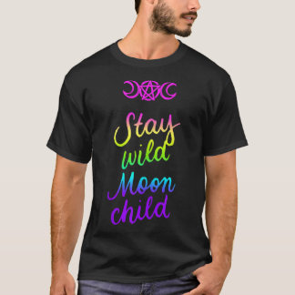 T-shirt Restez Sauvage Lune Enfant Triple Lune Wicca Wicca