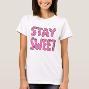 T-shirt Restez Sucre Lettrage Donut – Art de Dessert Rose 
