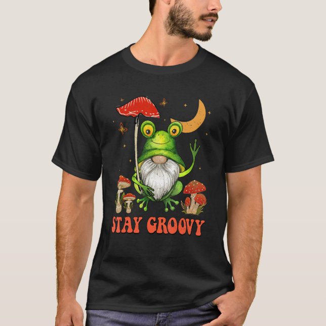 T-shirt Restez Super Cute Frog Gnome Champignons Hippie le (Devant)
