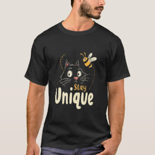 T-shirt Restez Unique Créativité Chat Abeille