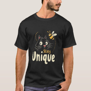 T-shirt Restez Unique Créativité Chat Abeille