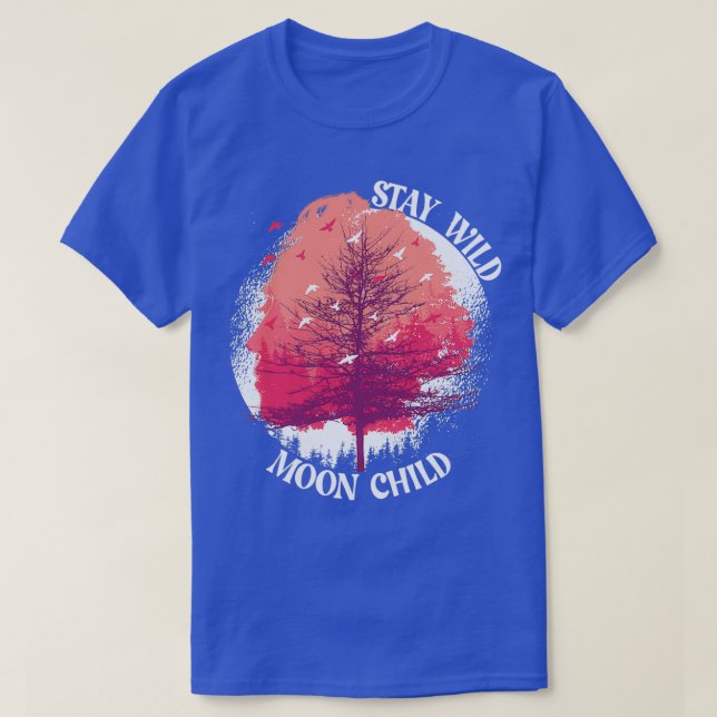 T-shirt Restez Wild Moon Enfant Boho Peace Hippie Cadeau M (Design devant)