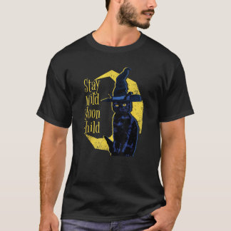 T-shirt Restez Wild Moon Enfant Chats de Sorcière Occulte