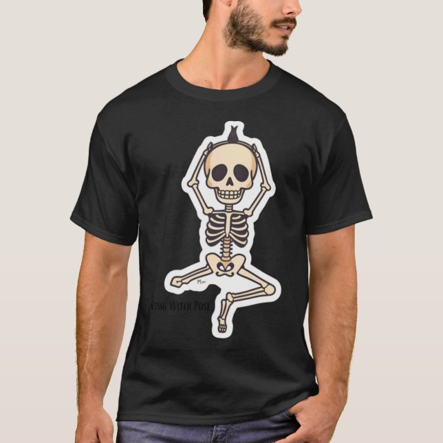 T-shirt Restin in Pose Funny Skeleton Yoga Halloween Desig (Devant)