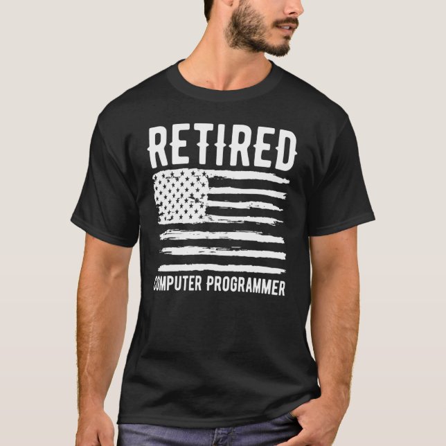 T-shirt Retired Computer Programmer Profession American Fl (Devant)