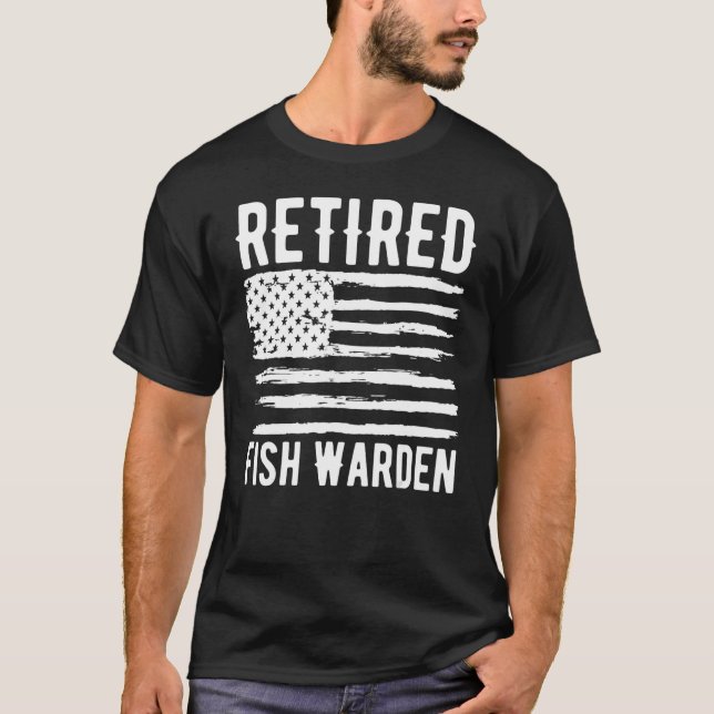 T-shirt Retired Fish Warden Profession American Flag (Devant)