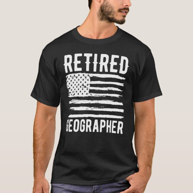 T-shirt Retired Geographer Profession American Flag (Devant)