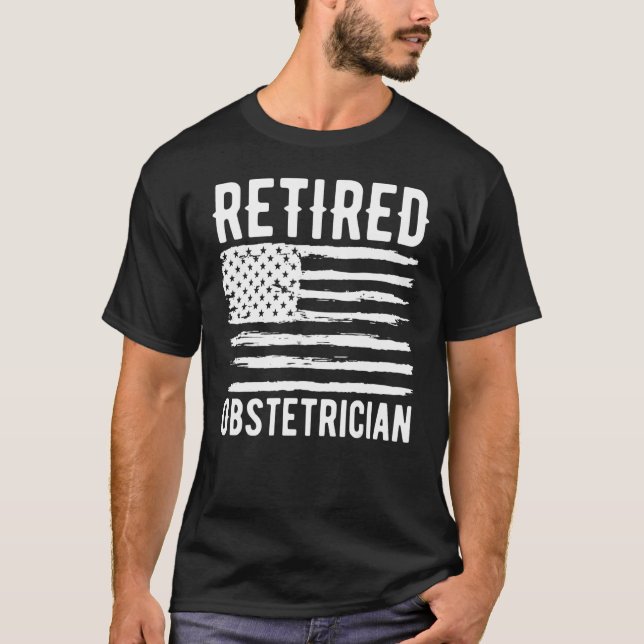 T-shirt Retired Obstetrician Profession American Flag (Devant)