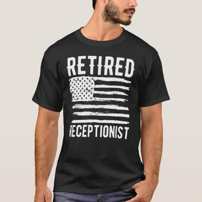 T-shirt Retired Receptionist Profession American Flag (Devant)