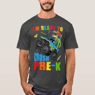 T-shirt Retirer Le Camion Monster Dinosaure Pré-k À L'Écol